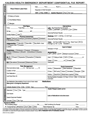 Kaleida Health Emergency Department Confidential Fax Report