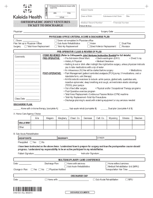 Orthopaedic Joint Ventures Discharge Plan
