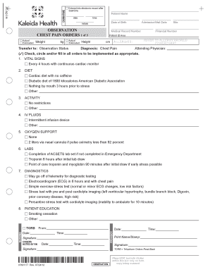 Chest Pain Orders Form