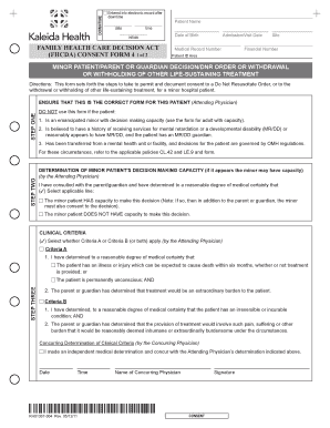 Family Health Care Decision Act Consent Form