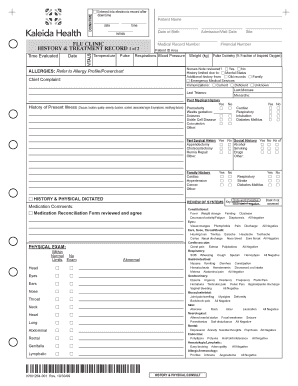 Patient History and Treatment Record