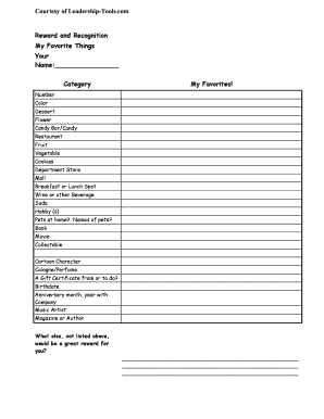 Reward and Recognition Form