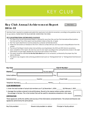Key Club Annual Achievement Report