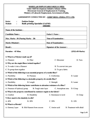 Modular Employable Skills Assessment Form