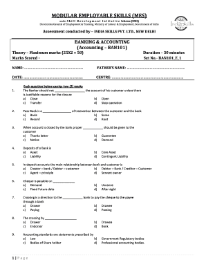 Banking and Accounting Assessment Form