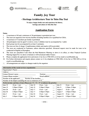 Family Joy Tour Application Form