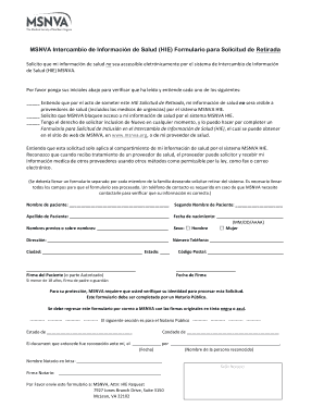 Formulario para Solicitud de Retirada