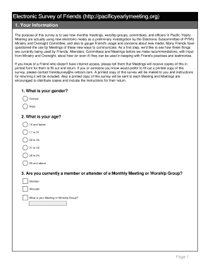 Electronic Survey of Friends
