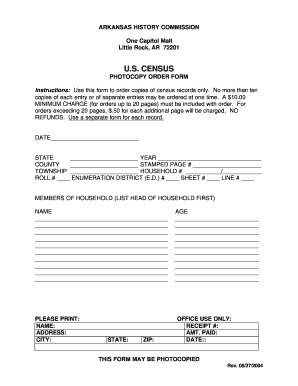 US Census Photocopy Order Form