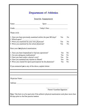 Interim Sports Assessment Form