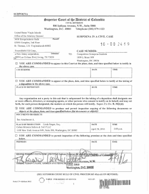 Subpoena in a Civil Case