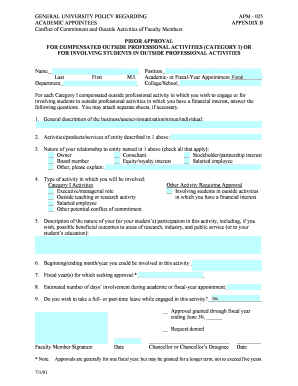 University Faculty Conflict of Commitment Form