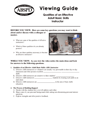 Adult Basic Skills Instructor Viewing Guide