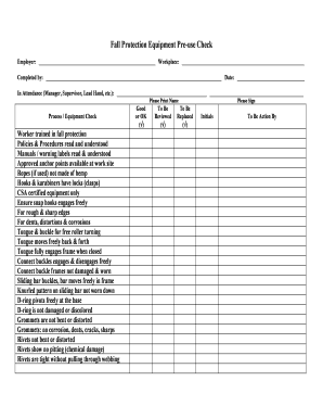 Fall Protection Equipment Pre-use Check