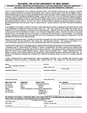 Rutgers Payroll Deduction Authorization