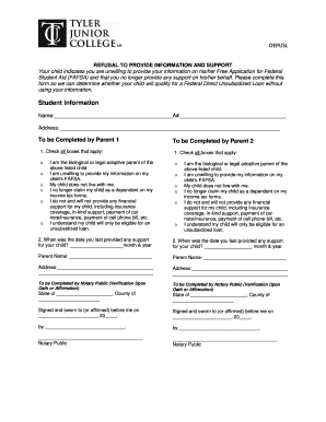 Refusal to Provide Information and Support Form