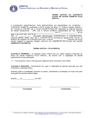 TERMO ADITIVO AO CONTRATO DO PLANO DE SAÚDE ASSEFAZ PLUS DENTAL