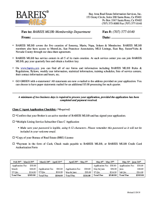 BAREIS MLS® Class C Agent Application