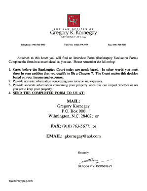 Bankruptcy Evaluation Form