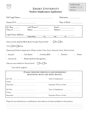 Student Employment Application