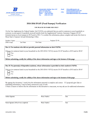 2015-2016 SNAP Verification Form