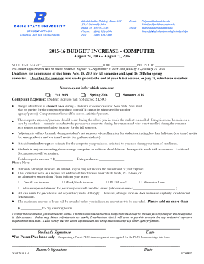 Boise State Computer Budget Increase Form
