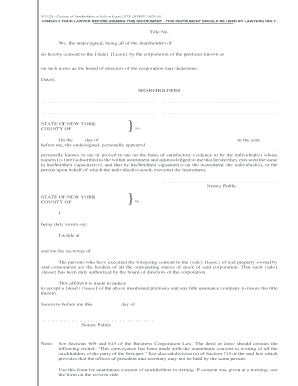 Consent of Stockholders to Sale or Lease