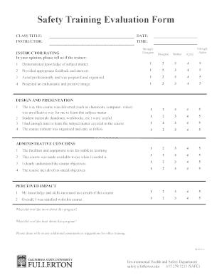 Safety Training Evaluation Form