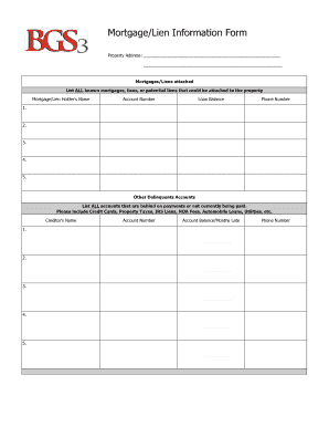 Mortgage and Lien Information Form