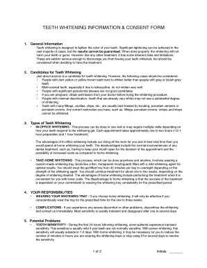 Teeth Whitening Information & Consent Form