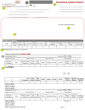 Real Estate Marketing Update Report