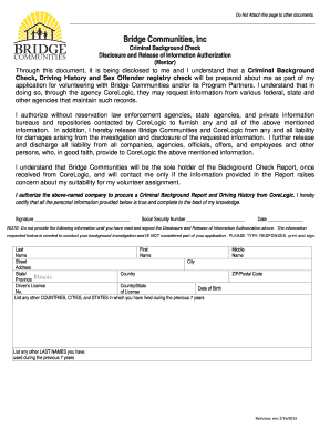 Criminal Background Check Authorization Form