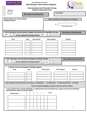Psoriasis Patient Follow-Up Form