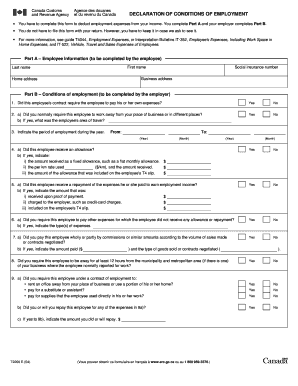 Canada Employment Expenses Declaration Form