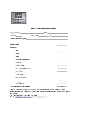 Rental Property Expenses Statement