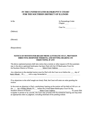 Notice of Motion for Relief from Automatic Stay