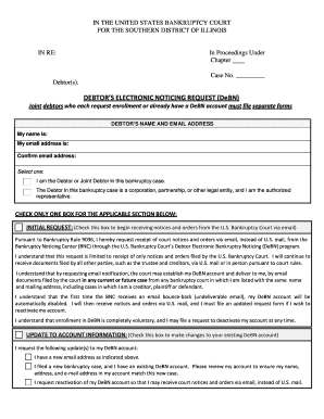Debtor's Electronic Noticing Request Form