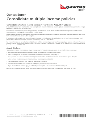 Qantas Super Income Policy Consolidation Form