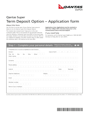 Qantas Super Term Deposit Option Application Form