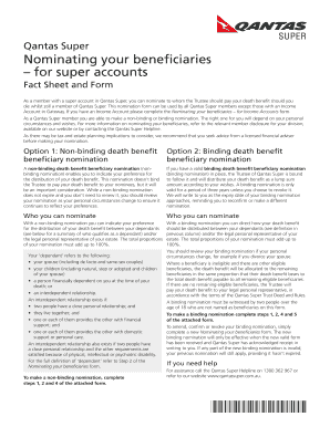 Qantas Super Beneficiary Nomination Form
