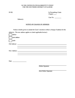 Bankruptcy Notice of Change of Address