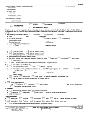 California Court Minutes and Order Form