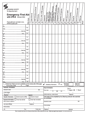 Emergency First Aid with CPR-B Exam Form