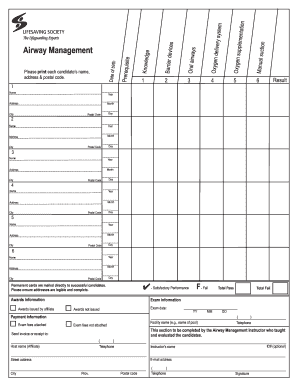 Lifesaving Society Airway Management Form