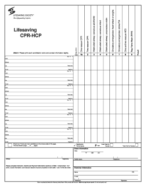 CPR-HCP Certification Test Sheet