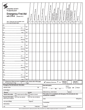 Emergency First Aid with CPR-B Exam Form