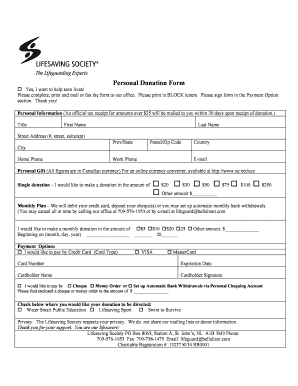 Personal Donation Form