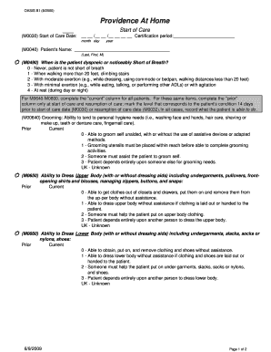 OASIS B1 Start of Care Form