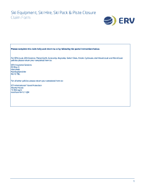 Ski Equipment Claim Form