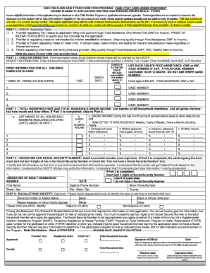Ohio Child and Adult Food Care Program Application